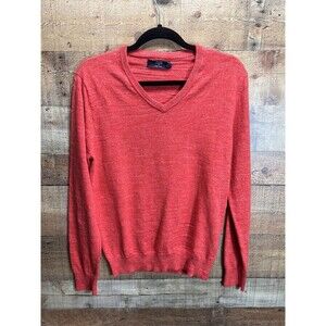J.Crew Men’s Textured Cotton Red Preppy V Neck Sweater Size Small